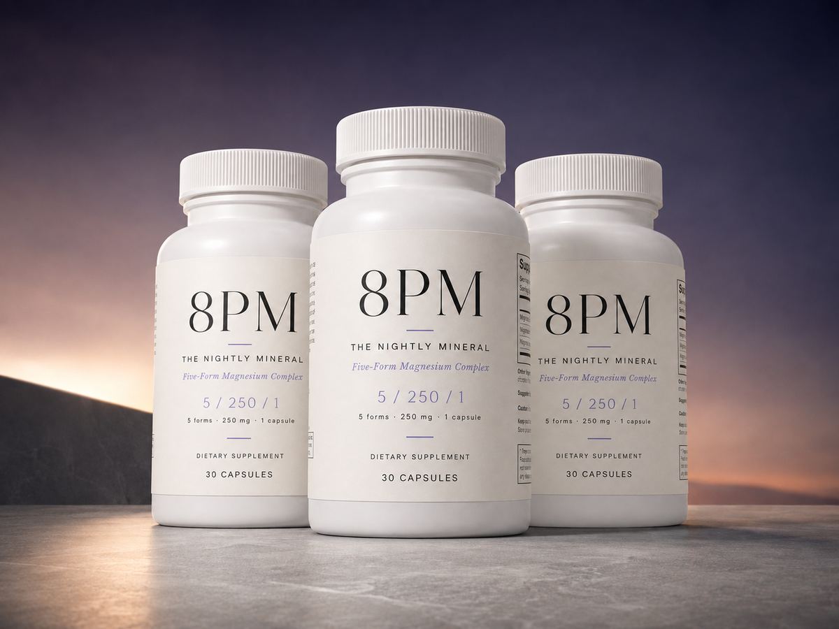 Three bottles of 8PM — the 90-night supply